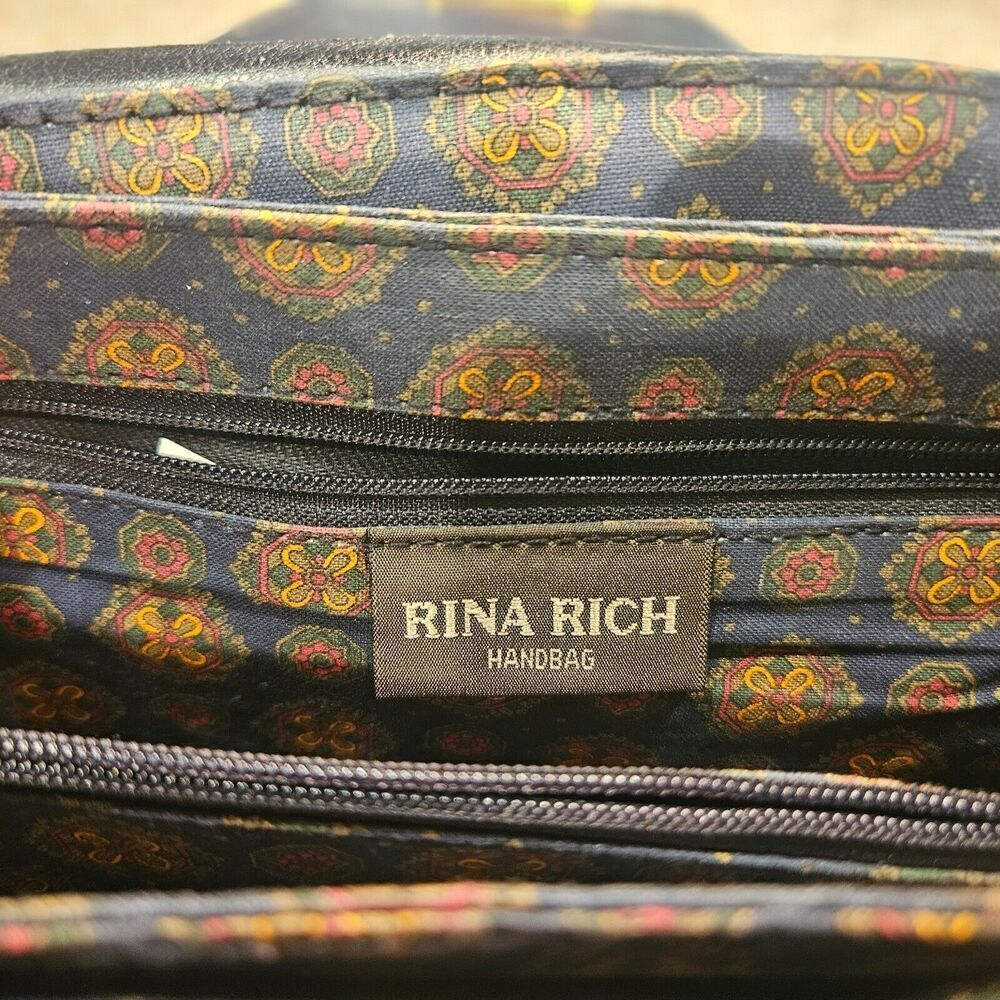 Rina Rich Vintage Italian Leather Handbag or Sholder Bag with Gold Fittings - Picture 6 of 14